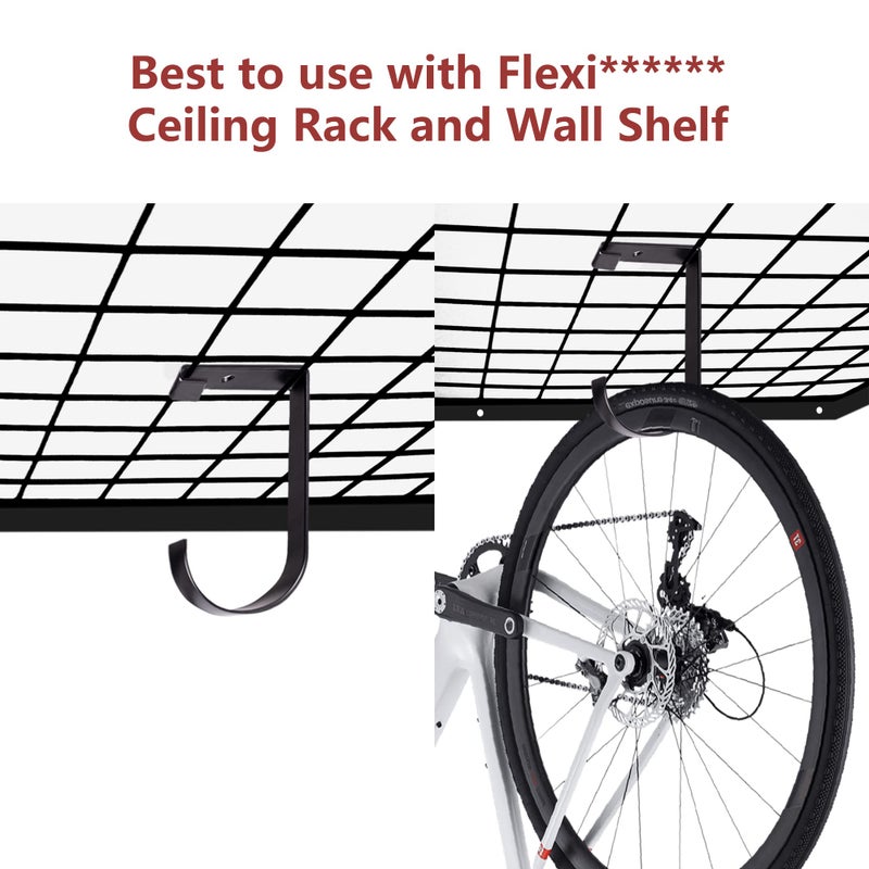 Saderoy 12-Pack Heavy Duty Add-On Storage Flat Hook Accessory for Garage Ceiling Storage Rack and Wall Shelving,Alloy Steel, Black-Suitable for FLEXINOUMTS Ceiling Storage Racks and Wall Shelves - Image 5